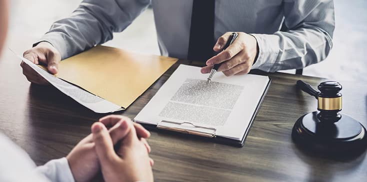 Legal paperwork on a desk.